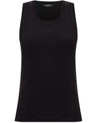 Balmain - Small Paris" Emb Jersey Tank Top - Lyst