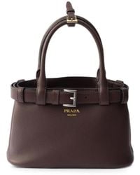 Prada - Buckle Small Leather Bag With Belt - Lyst