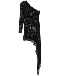 Nissa - Lace-Insert Sequined Mini Dress - Lyst