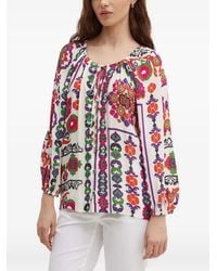La Petite Francaise - Bonbon Floral Tie-Neck Top - Lyst