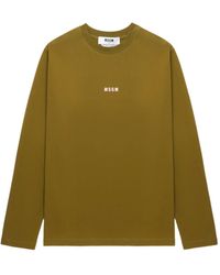 MSGM - Langarmshirt Mit Logo-Print - Lyst