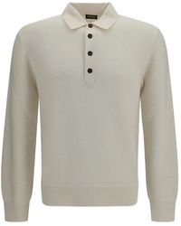 ZEGNA - Waffle-Knit Long-Sleeve Polo Shirt - Lyst