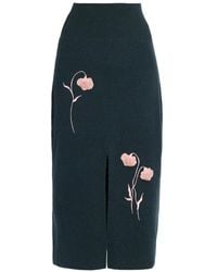 Erdem - Flower-Embroidered Skirt - Lyst