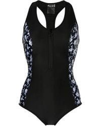 Duskii - Floral-Print Zip-Up Swimsuit - Lyst