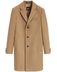 BOSS - Slim-Fit Formal Wool Coat With Cashmere - Lyst