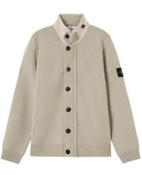 Stone Island - Logo-Patch Button-Up Sweater - Lyst