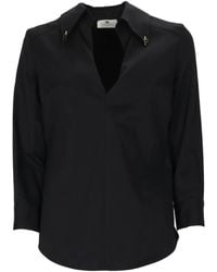 Elisabetta Franchi - Logo-Charm V-Neck Blouse - Lyst