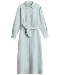 Woolrich - Shirt Belt Midi Dress - Lyst