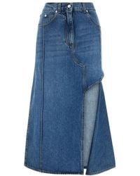 McQueen - Slashed Denim Midi-Rok - Lyst