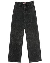 Twentyfourhaitch - Anser Rhinestone-Embellished Wide-Leg Jeans - Lyst