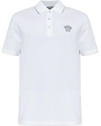 Versace - Classic Cotton Polo Shirt With Embroidered Emblem - Lyst
