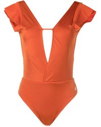 Brigitte Bardot - Short-Sleeved Open-Back Swimsuit - Lyst