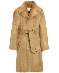 Ami Paris - Long Goat Leather Belted Coat - Lyst