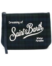 MC2 Saint Barth - Aline Tartan Embroidered Clutch Bag - Lyst