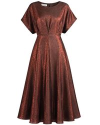 Baruni - Midi Ruba Metallic-Effect Flared Dress - Lyst