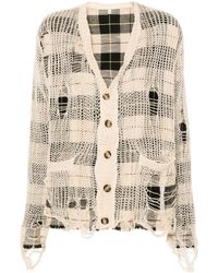 R13 - Cardigan En Maille Ajourée À Effet Usé - Lyst