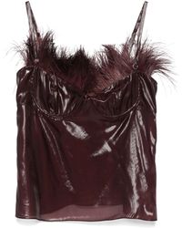 Ferragamo - Organza-Oberteil Mit Federn - Lyst