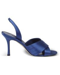 Manolo Blahnik - Vierasan Pleated Crossover-Strap Sandals - Lyst