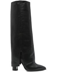 GISÉL MOIRÉ - 90 Mm Leren Laarzen Met Omslag - Lyst