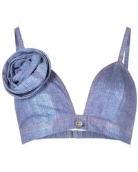 Amir Slama - Floral-Appliqué Crop Top - Lyst