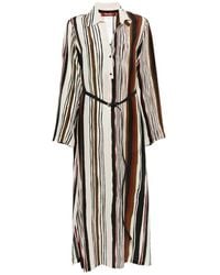 Max Mara - Vanesio Striped Belted Midi Dress - Lyst