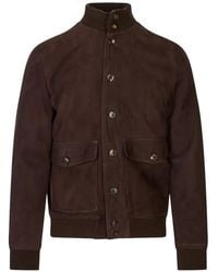 Stewart - Veste Bomber En Daim À Boutonnière - Lyst