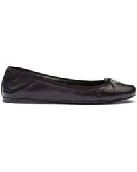 Prada - Logo Leather Ballerina Flat - Lyst