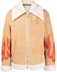 Palm Angels - Flame-print Shearling Jacket - Lyst