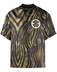 Roberto Cavalli - Tiger-print Logo-patch Silk T-shirt - Lyst