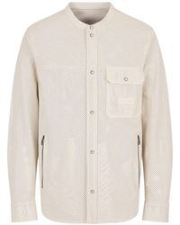 Emporio Armani - Perforated Collarless Shirt - Lyst
