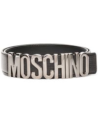 Moschino - Cintura Nera Con Logo Dorato - Lyst
