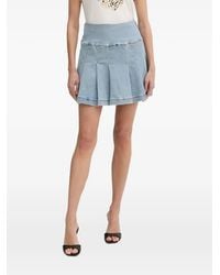 Morgan - Pleated Denim Mini Skirt - Lyst