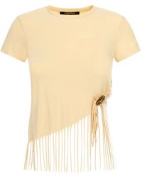 Roberto Cavalli - T-Shirt mit Fransen - Lyst