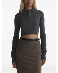 Mugler - Cashmere Cropped Polo Top - Lyst