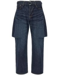 Sacai - Belted Straight-Leg Jeans - Lyst