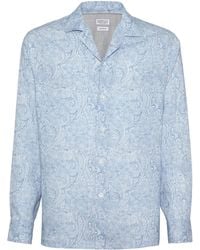 Brunello Cucinelli - Paisley-print Linen Shirt - Lyst
