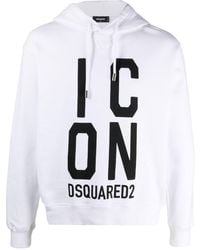 DSquared² - Icon-print Cotton Hoodie - Lyst