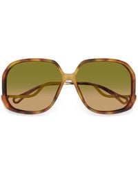 Chloé - Lunettes De Soleil Wavy Oversize À Effet Écaille De Tortue - Lyst