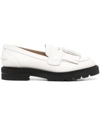 Stuart Weitzman - Mila Lift Pearl Leather Loafers - Lyst