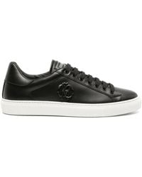 Roberto Cavalli - Mirror Snake-embellished Leather Sneakers - Lyst