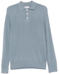 Brunello Cucinelli - Cotton English Rib Knit Polo With Long Raglan Sleeves - Lyst