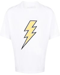 Neil Barrett - Thunderbolt-Embroidered Cotton T-Shirt - Lyst