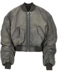 Rick Owens - Secchia Flight Cropped Ruched-Sleeve Bomber Jacket - Lyst