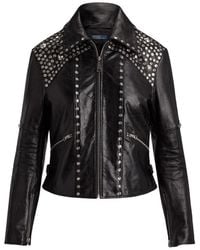Polo Ralph Lauren - Stud-Embellished Leather Jacket - Lyst