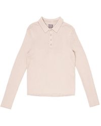 TEAM WANG design - Ribbed-Knit Long-Sleeve Polo Shirt - Lyst