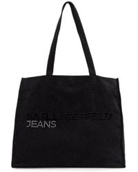 KARL LAGERFELD - Logo-Embroidered Rhinestone-Embellished Tote Bag - Lyst