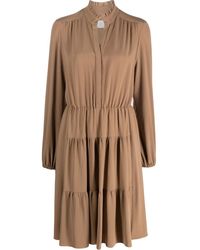 Eleventy - Tiered Long-sleeved Dress - Lyst