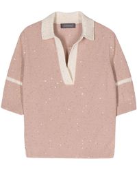 Lorena Antoniazzi - Sequin-embellished Knitted Polo Shirt - Lyst