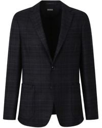ZEGNA - Checked Wool Blazer - Lyst