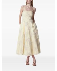 ROTATE BIRGER CHRISTENSEN - Vestido Midi Con Bordado Floral - Lyst